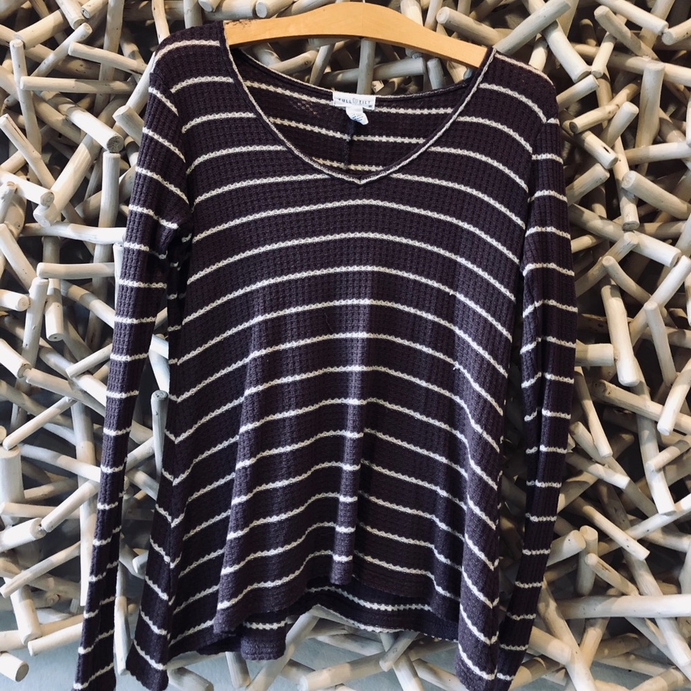 Maroon and White Striped Long Sleeve